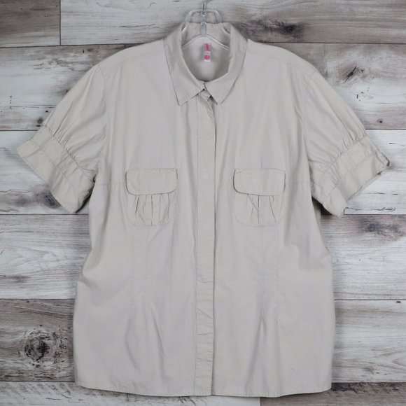 Xhilaration* Women's Short Sleeve Button Down‎ Snap Closure Blouse Size~ XXL - Picture 1 of 14